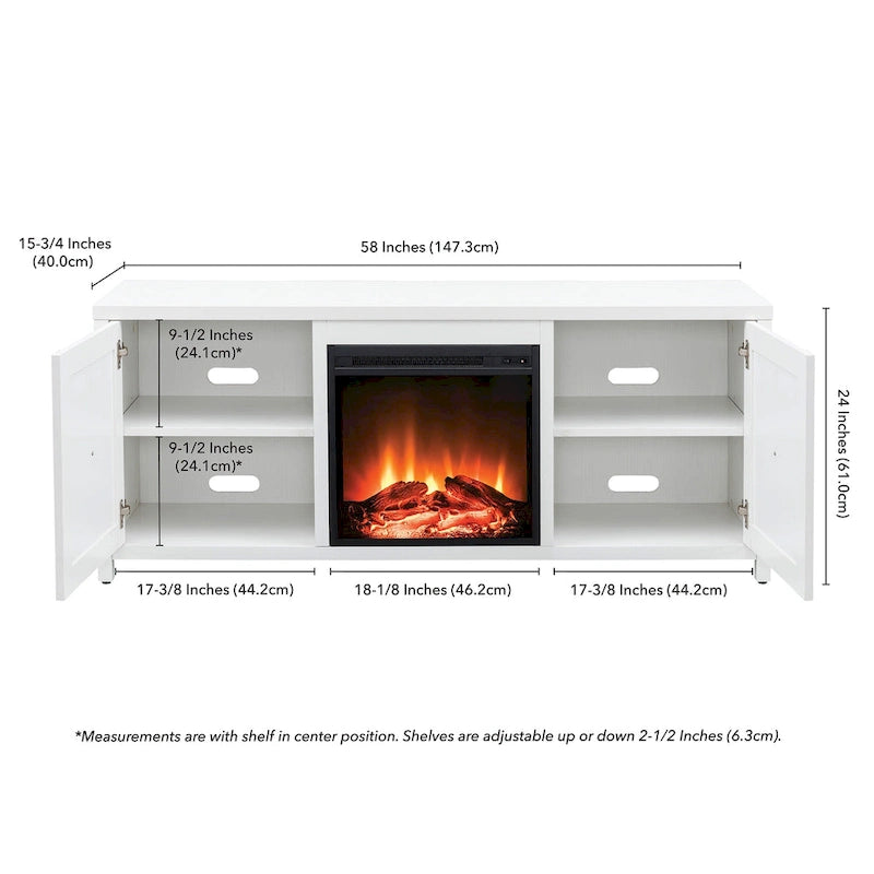 Granger 58 TV Stand with Log Fireplace Insert