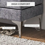 HOMCOM 48 End of Bed Bench, Upholstered Entryway Bench with Double Layer Seat Cushions and Steel Legs, Bedroom Bench, Dark Gray