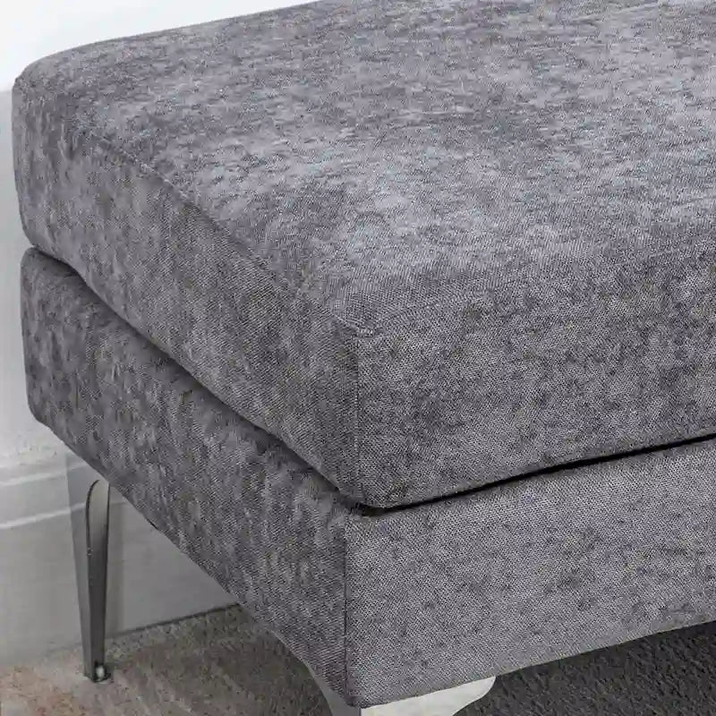 HOMCOM 48 End of Bed Bench, Upholstered Entryway Bench with Double Layer Seat Cushions and Steel Legs, Bedroom Bench, Dark Gray