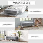 HOMCOM 48 End of Bed Bench, Upholstered Entryway Bench with Double Layer Seat Cushions and Steel Legs, Bedroom Bench, Dark Gray