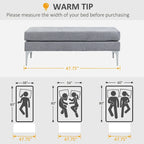 HOMCOM 48 End of Bed Bench, Upholstered Entryway Bench with Double Layer Seat Cushions and Steel Legs, Bedroom Bench, Dark Gray