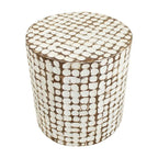 Round Coconut Shell Mosaic Accent Table by East at Main