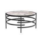32.48 Modern Round Coffee Table with Sintered Stone Top & Sturdy Metal Frame
