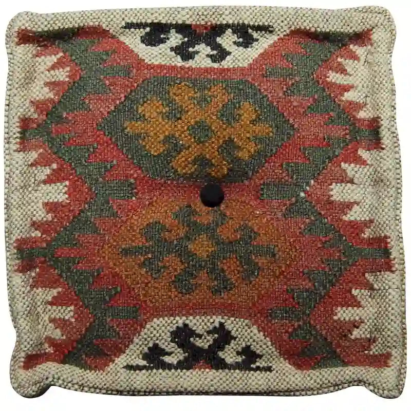 HERAT ORIENTAL Handmade Indo Wool and Jute Kilim Pouf