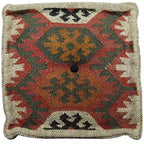 HERAT ORIENTAL Handmade Indo Wool and Jute Kilim Pouf