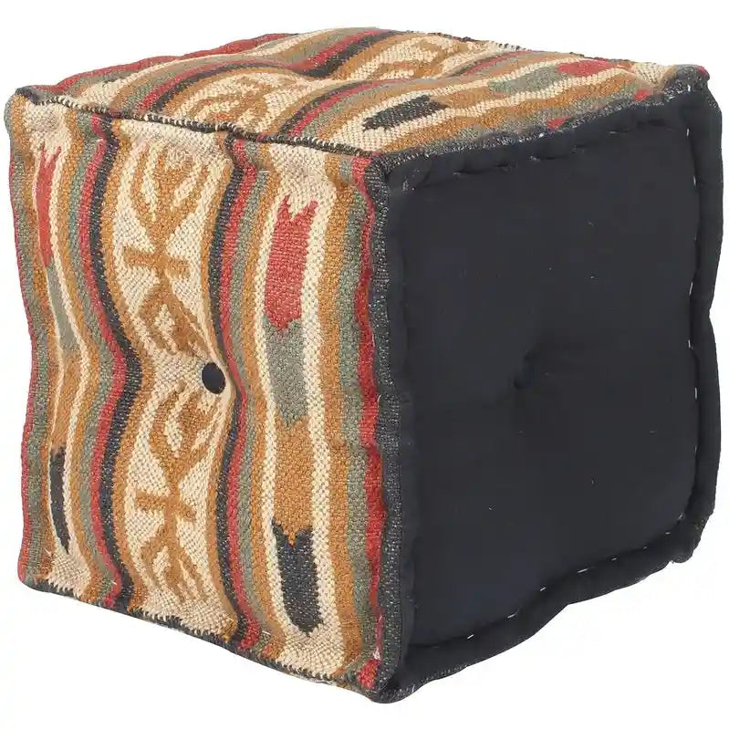 HERAT ORIENTAL Handmade Indo Wool and Jute Kilim Pouf