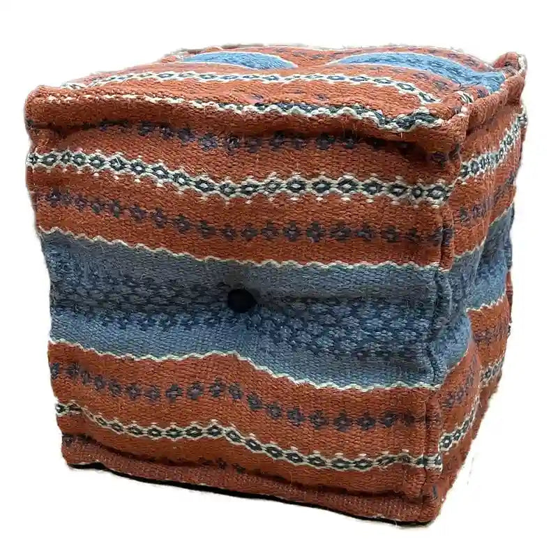 HERAT ORIENTAL Handmade Indo Wool and Jute Kilim Pouf