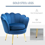 HOMCOM Elegant Velvet Fabric Accent Chair/Leisure Club Chair with Gold Metal Legs for Living Room - 29.5 x 24.75 x 28.75