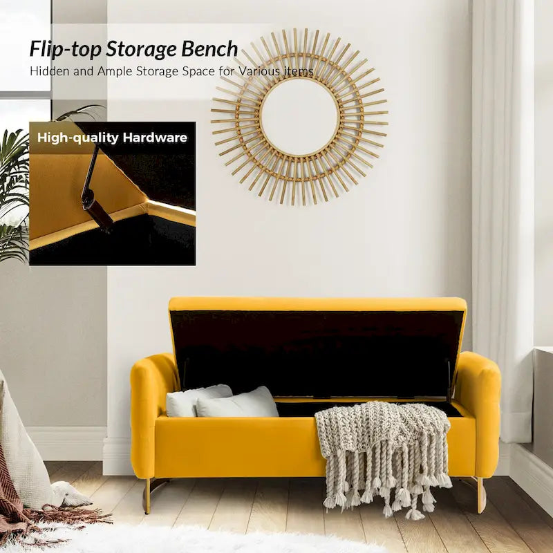 Robert Modern Upholstered Flip Top Storage Bench by HULALA HOME