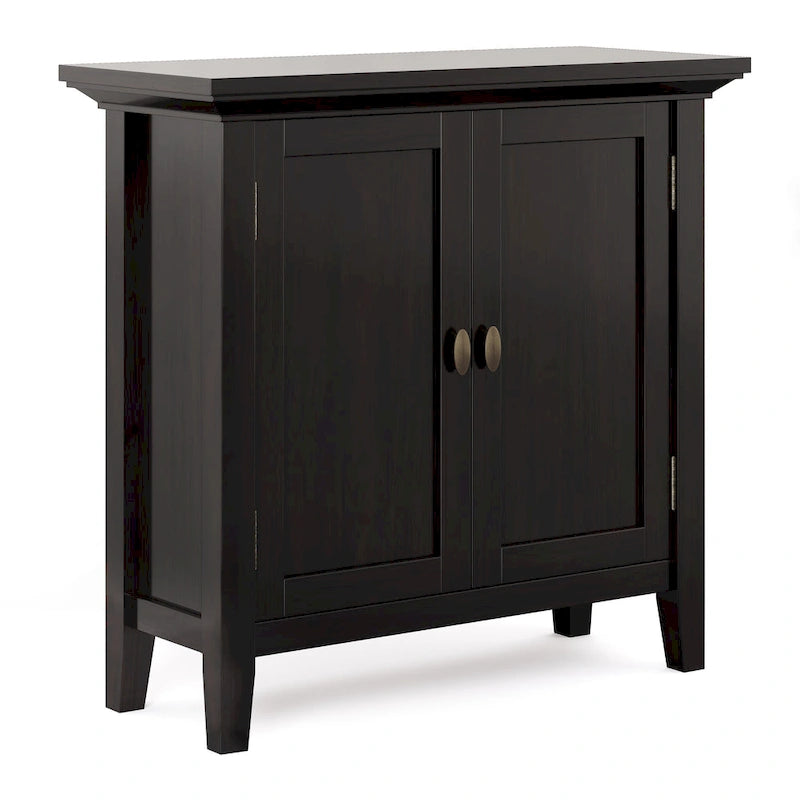 WYNDENHALL Mansfield SOLID WOOD 32 inch Wide Transitional Low Storage Cabinet - 32w x 14d x 31h