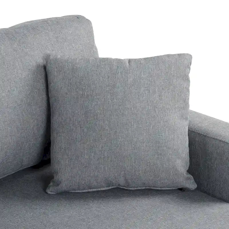 Upholstery Sleeper Sectional Sofa Grey with Storage Space, 2 Tossing Cushions