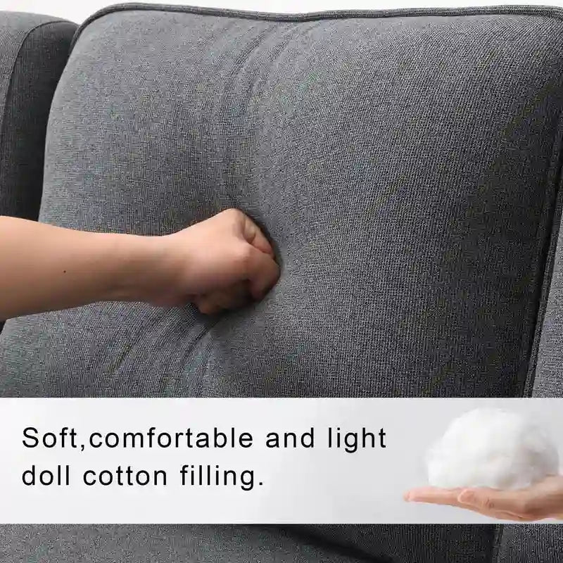 104Upholstered Sofa Couch with Armrest Pockets and 4 Pillows, 4-Seater Modern Linen Fabric Sofa Minimalist Style Couches