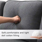 104Upholstered Sofa Couch with Armrest Pockets and 4 Pillows, 4-Seater Modern Linen Fabric Sofa Minimalist Style Couches