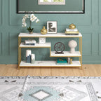 Mathis 55 Wide Rectangular Console Table with Faux Marble Top