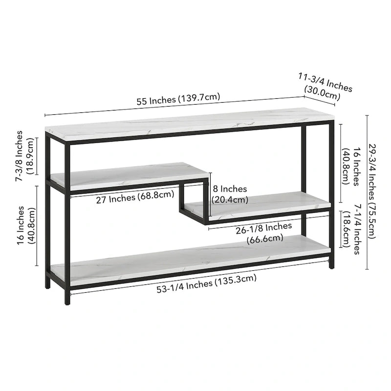Mathis 55 Wide Rectangular Console Table with Faux Marble Top