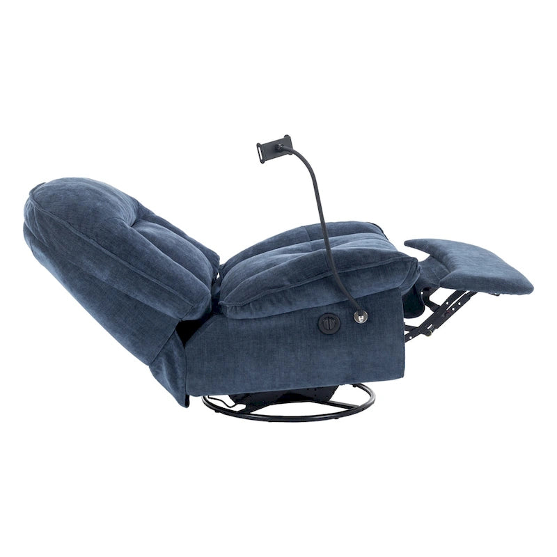 Clihome Adjustable Swivel Chenille Recliner with Phone Holder