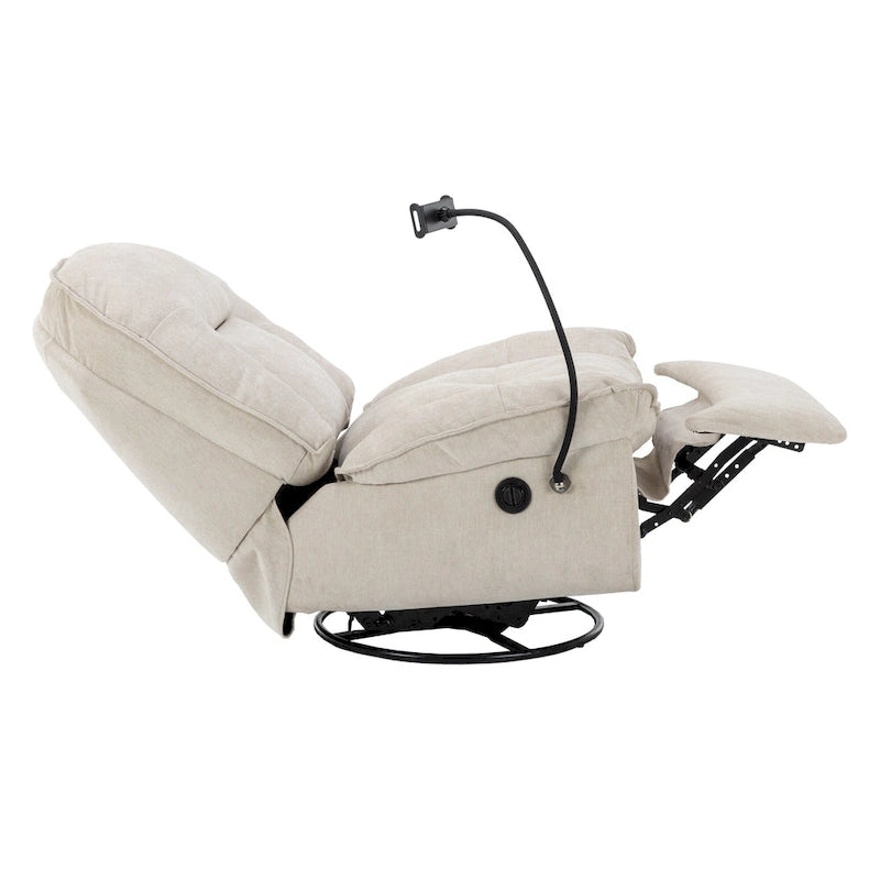 Clihome Adjustable Swivel Chenille Recliner with Phone Holder