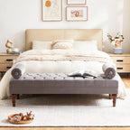 Velvet Bedroom Bench Pink/ Beige/ Blue/ Gray Upholstered Bench with Button-Tufted 60.2.