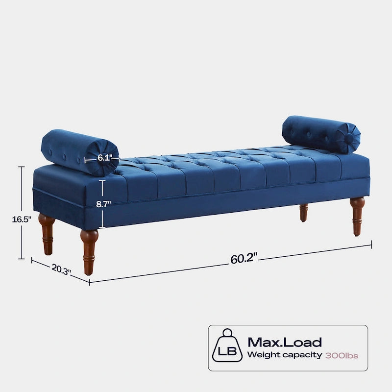 Velvet Bedroom Bench Pink/ Beige/ Blue/ Gray Upholstered Bench with Button-Tufted 60.2.