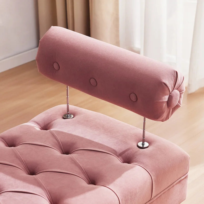 Velvet Bedroom Bench Pink/ Beige/ Blue/ Gray Upholstered Bench with Button-Tufted 60.2.