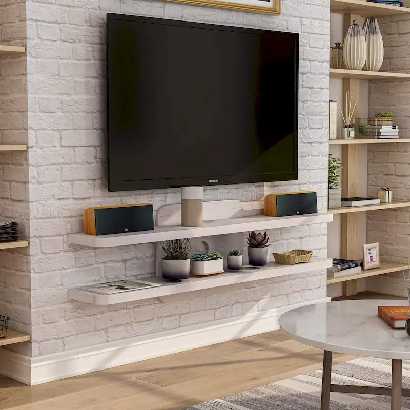 Rydstorp Modern 60-inch Metal 2-Shelf Wall-mounted TV Console Shelves by Carson Carrington