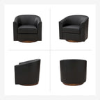 Haley Modern Swivel Barrel Faux Leather Chair with Solid Wood Base by HULALA HOME