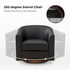 Haley Modern Swivel Barrel Faux Leather Chair with Solid Wood Base by HULALA HOME