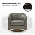 Haley Modern Swivel Barrel Faux Leather Chair with Solid Wood Base by HULALA HOME