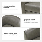 Haley Modern Swivel Barrel Faux Leather Chair with Solid Wood Base by HULALA HOME