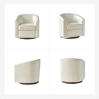 Haley Modern Swivel Barrel Faux Leather Chair with Solid Wood Base by HULALA HOME