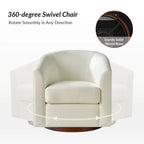 Haley Modern Swivel Barrel Faux Leather Chair with Solid Wood Base by HULALA HOME