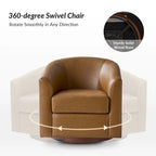 Haley Modern Swivel Barrel Faux Leather Chair with Solid Wood Base by HULALA HOME