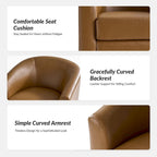 Haley Modern Swivel Barrel Faux Leather Chair with Solid Wood Base by HULALA HOME