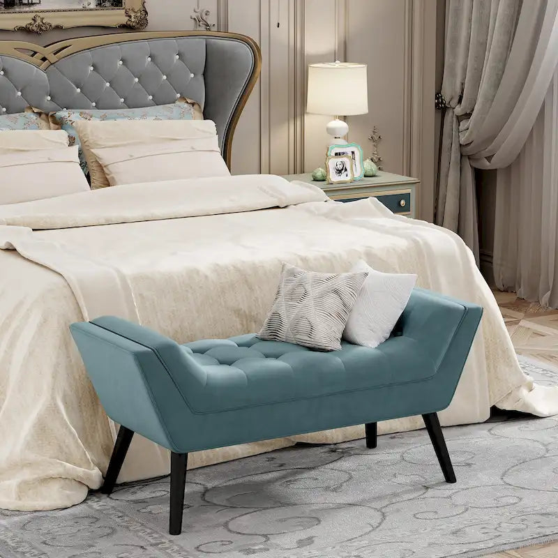 Andeworld end of bed bench Entryway Bench Modern Fabric Footstool for Hallway with Wooden Legs