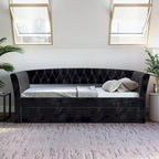 Velvet Upholstered Twin Daybed with Trundle