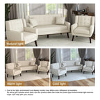 Modern Curved 63 Button Tufted Upholstered Loveseat with 2 Accent Chairs