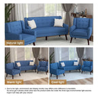 Modern Curved 63 Button Tufted Upholstered Loveseat with 2 Accent Chairs
