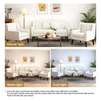 Modern Curved 63 Button Tufted Upholstered Loveseat with 2 Accent Chairs