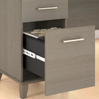 Somerset 72W Office Desk with Hutch and 5 Shelf Bookcase in Ash Gray