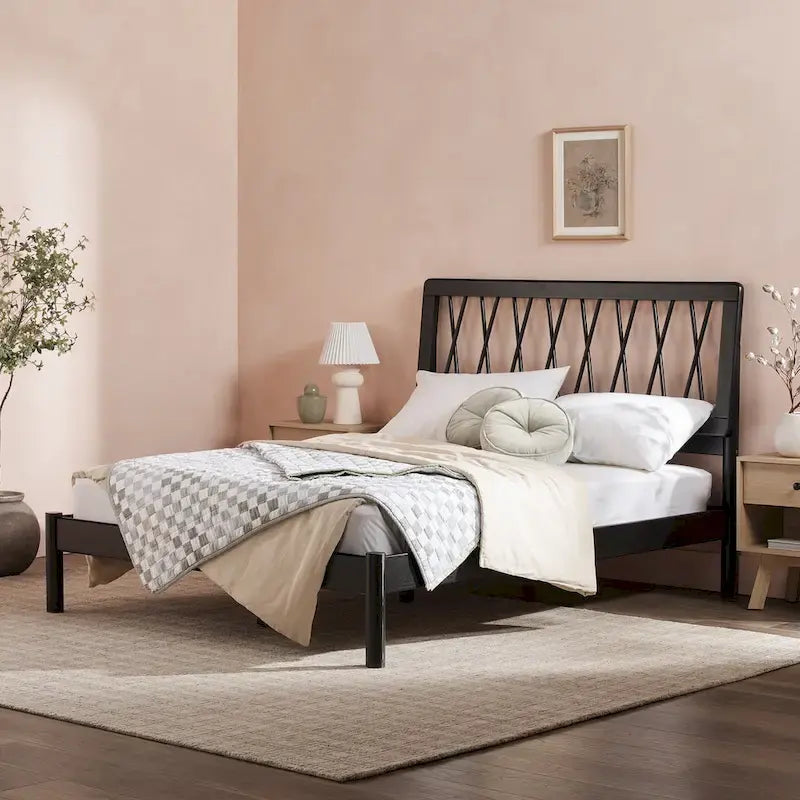X Spindle Solid Wood Full Bed