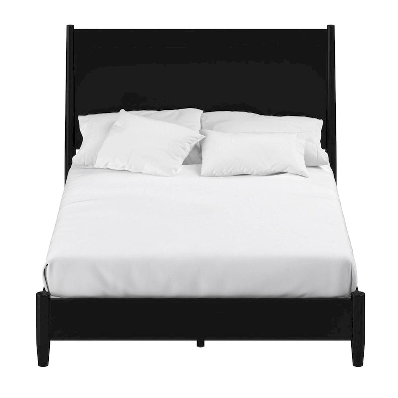 Flynn Mid Century Modern Panel Bed, Black