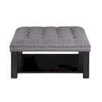 Transitional Linen Tufted Nailheads Cocktail Ottoman with Storage by Furniture of America