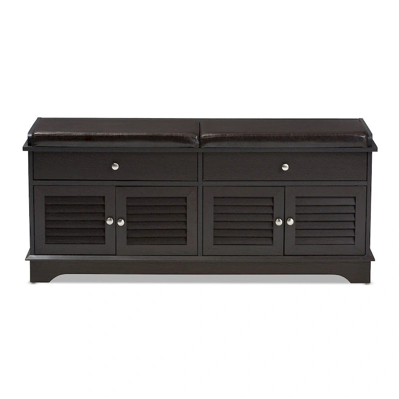 Contemporary Dark Brown 2-Drawer Shoe Storage Bench by Baxton Studio