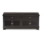Contemporary Dark Brown 2-Drawer Shoe Storage Bench by Baxton Studio