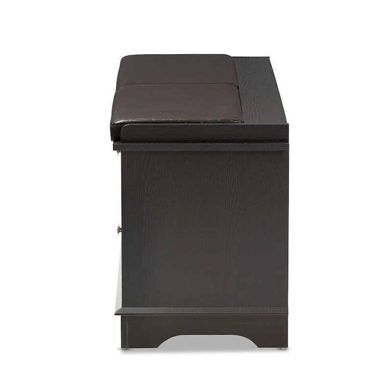 Contemporary Dark Brown 2-Drawer Shoe Storage Bench by Baxton Studio