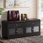 Contemporary Dark Brown 2-Drawer Shoe Storage Bench by Baxton Studio