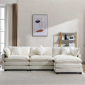 112.2 L-Shape Chenille Upholstered Sofa for Living Room Modern Luxury Sofa Couch with Ottoman, 5 Pillows, Beige