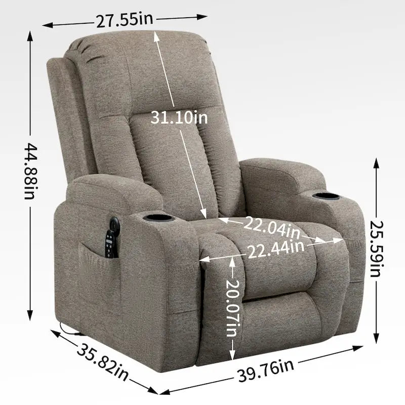 Infinite Position Okin Motor Up to 350 LBS Power Lift Recliner Chair for Elderly, Heavy Duty Motion Mechanism with 8-Point Vibra