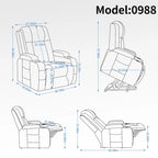 Infinite Position Okin Motor Up to 350 LBS Power Lift Recliner Chair for Elderly, Heavy Duty Motion Mechanism with 8-Point Vibra