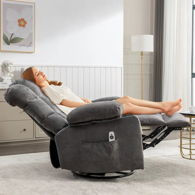 Massage Rocker Recliner Chair Rocking Chairs for Adults Oversized with 2 Cup Holders, USB Charge Port Soft Features a Manual Mas